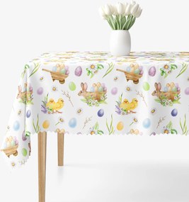 Goldea veľkonočný hranatý teflónový obrus - symboly veľkej noci 140 x 220 cm