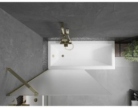 Mexen Next, vaňová zástena 1-krídlová 90 x 150 cm, fixné krídlo, 6 mm námraza sklo, zlatý profil, 895-090-000-00-30-50