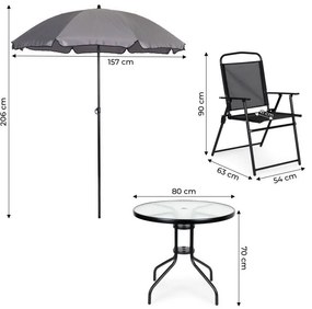 ZÁHRADNÝ KOMPLET ALTON 4 x STOLIČKA + STÔL + SLNEČNÍK