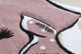 Koberec PETIT ELEPHANT SLONÍK HVIEZDY kruh ružový