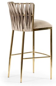 BAROVÁ STOLIČKA ALETTA BÉŽOVÝ ZAMAT + ZLATÁ 70