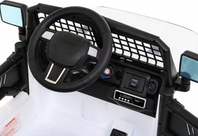 Ramiz Autíčko na batérie Jeep Dark Night pre deti Biele + pomalý štart + EVA + LED Audio
