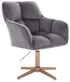 LuxuryForm DESIGN Kreslo AMALFI VELUR na zlatom kríži - tmavo šedé