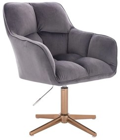 LuxuryForm DESIGN Kreslo AMALFI VELUR na zlatom kríži - tmavosivé