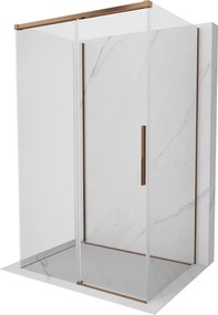 Mexen Rox-3S, 3-stenný sprchový kút 135 x 70 cm, 8mm číre sklo, ružové zlato profil, 8C2-135-070-60-00-3S