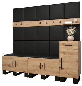 Predsieňová zostava Amanda 8 (dub artisan + čierna ekokoža). Vlastná spoľahlivá doprava až k Vám domov. 1085928