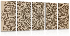 5-dielny obraz Mandala s abstraktným prírodným vzorom - 100x50