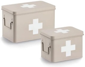 Lekárnička, kovový box na lieky, 2v1, béžová, MEDICINE XL 32x20x20