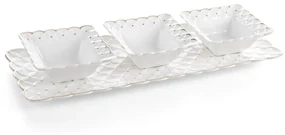 Dekorstudio Ozdobné misky na podnose BELIA03 40 x 15 x 5 cm - krémové