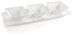 Dekorstudio Ozdobné misky na podnose BELIA03 40 x 15 x 5 cm - krémové