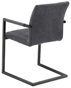furniture-nabytek.cz - Sada 2 masivních křesel s područkou Picton, umělá kůže / kov, šedá/černá