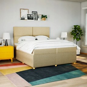 vidaXL Boxspring posteľ s matracom krémová 200x200 cm látka