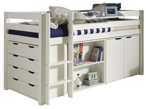 Biela vyvýšená detská posteľ z borovicového dreva 90x200 cm PINO – Vipack