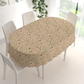 Biante Dekoračný oválny obrus PML-070 Jesenné rastliny na svetlo hnedom 100x140 cm