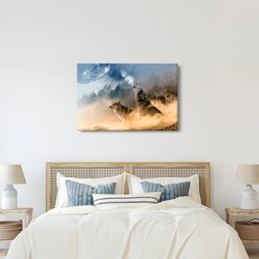 Obraz - vlci vyjúci na mesiac (90x60 cm)