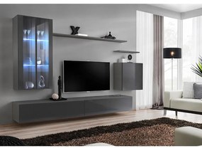 Obývacia stena Switch Sklo +LED XII Grafit