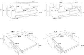 Modrá rozkladacia pohovka 214 cm Ernest – Bobochic Paris