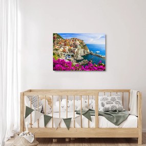 Sklenený obraz - Talianska dedinka Manarola (70x50 cm)