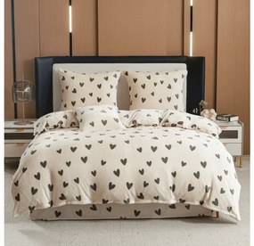 Mikroplyšové obliečky HEARTINO krémové Rozmer obliečky: 70 x 90 cm | 140 x 200 cm
