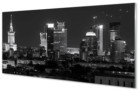 Sklenený obraz Nočná panoráma Varšavy mrakodrapov 120x60 cm