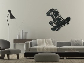 drevko Drevená nálepka na stenu Skateboardista Rozmer obrazu: 30 x 32,5 cm, Farba dekorácie: Čierna