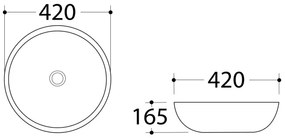 Sapho - Umývadlo na dosku DALMA pr. 42 cm keramika/Carrara/biela