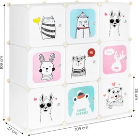 Detská modulárna policová skriňa s 9 policami