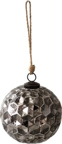 Čierna antik sklenená guľa Hexagon Black L - Ø 15*15 cm