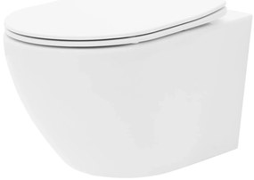 Rea Carlo Mini Rimless Tornado, závesná záchodová misa 49x36,5 cm so sedátkom s pomalým zatváraním, biela, REA-C1259