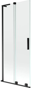 Mexen Velar L, 2-krídlová posuvná vaňová zástena 85 x 150 cm, 8mm číre sklo, čierna matná, 896-085-003-01-70