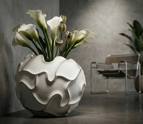 Dizajnový kvetináč Gaspeau Lines 44 cm biely