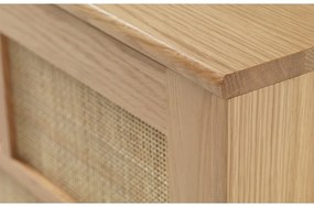 Nízka komoda v dekore duba s posuvnými dverami v prírodnej farbe 180x80 cm Barrali – Unique Furniture