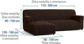 Bielastické poťahy COSTINA tabaková sedačka s otomanom vľavo (š. 170 - 300 cm)