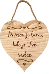 AMADEA Drevené srdce s textom Domov je tam, kde je Tvoje srdce, masívne drevo, 16 x 15 cm
