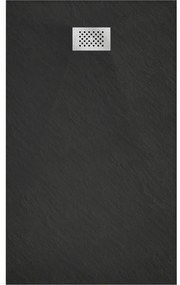 Mexen Hugo, obdĺžniková sprchová vanička SMC 140 x 90 cm, čierna, oceľová krytka, 42709014-X
