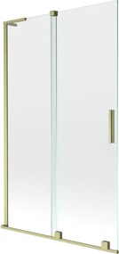 Mexen Velar L, 2-krídlová posuvná vaňová zástena 110 x 150 cm, 8mm číre sklo, zlatý matný profil, 896-110-003-01-55