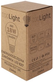 Toolight Toolight, LED žiarovka E27, 18W, 1440lm, 6000K studená biela, RSL034, OSW-20019