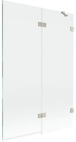 Mexen Lunar, 2-krídlová vaňová zástena pravá 120 x 150 cm, číre sklo, brúsená oceľ, 897-120-100-97-00-P