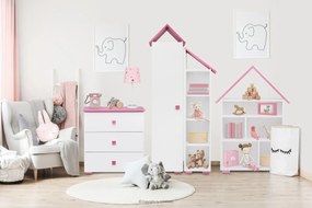 Detský regál na hračky PABIS ružový/biely