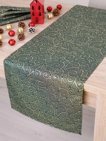 Lurexový Vianočný behúň Štedrovečerná zeleň - 40 × 140 cm