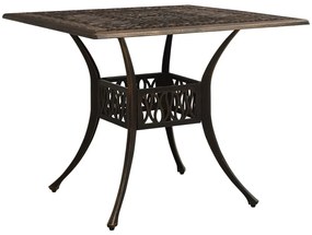 Záhradný stôl bronzový 90x90x73 cm liaty hliník