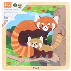 VIGA Dřevěné Panda červená 9 dielov