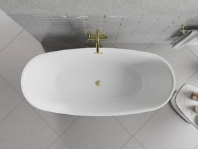 Mexen Luvo Slim, voľne stojaca vaňa 170 × 75 cm, biela-čierna, zlatý matný prepad, 52801707575-55