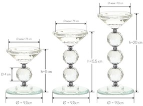 Dekorstudio Krištáľový svietnik KANDELABR 11cm - strieborný S