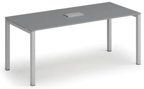 Rokovací stôl PRIMO SQUARE, 180x80 cm, grafit + stolová zásuvka TYP VI, strieborná