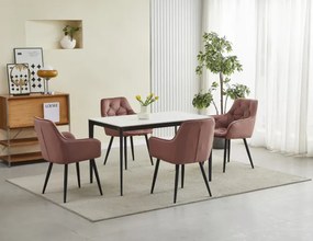Jedálenská stolička JORK zamatová, ružová (čierne nohy)