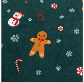 Plachta mikroplyš SNOWMAN AND GINGERBREAD 200x200 cm zelené