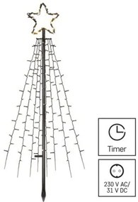 Kovový LED vianočný strom Ziza s časovačom 180 cm teplá biela