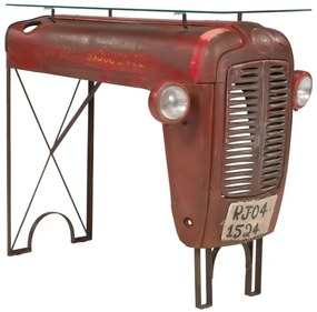furniture-nabytek.cz - Lakovaný traktorový barový stôl s barovými stoličkami Kerala, kov, červený – 122×88×110 cm