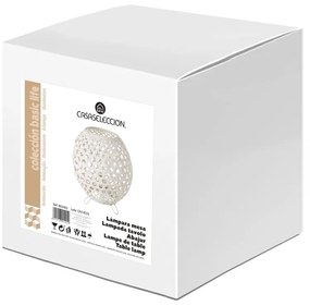 Biela bambusová stolová lampa s bambusovým tienidlom (výška 23 cm) – Casa Selección